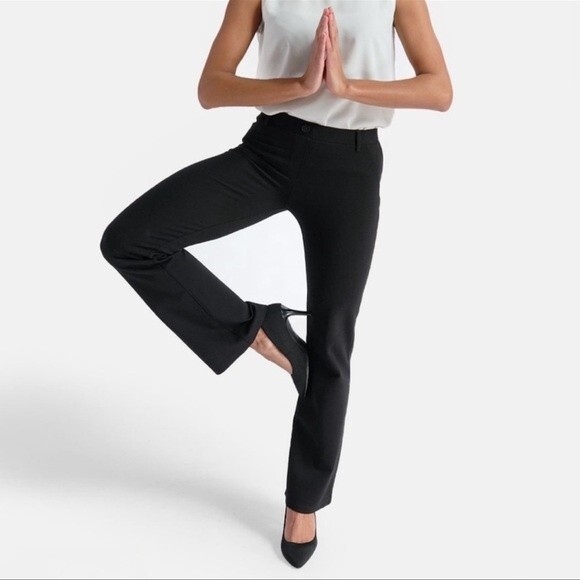 Betabrand Black Yoga Dress Pants Straight Leg Small Petite - Picture 1 of 8